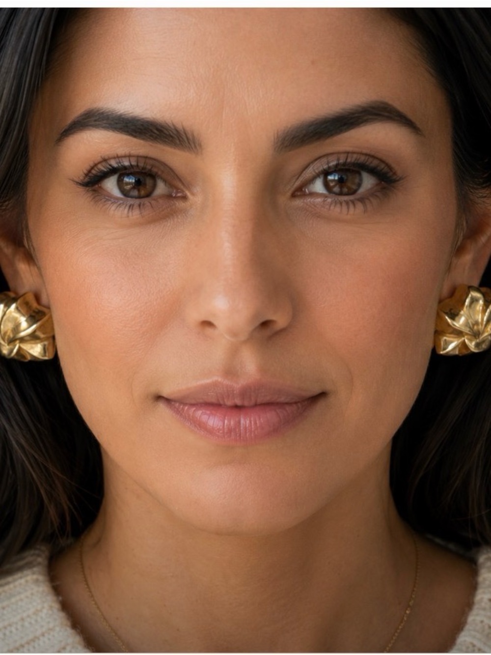 Vintage Givenchy Gold Sculptural Floral Pierced Earrings